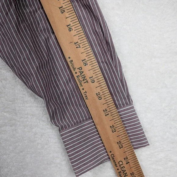 Stafford Shirt Mens 16.5 32/33 Red Stripe Fitted Travel Easy Care Broadcloth - Picture 8 of 10